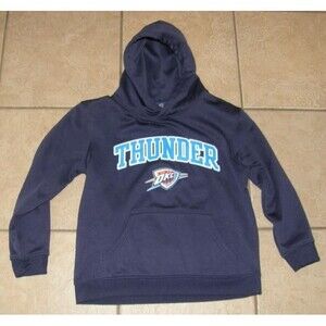 Boys Sz Medium (10/12) Navy Blue NBA OKC THUNDER Lightweight Hoodie Sweatshirt
